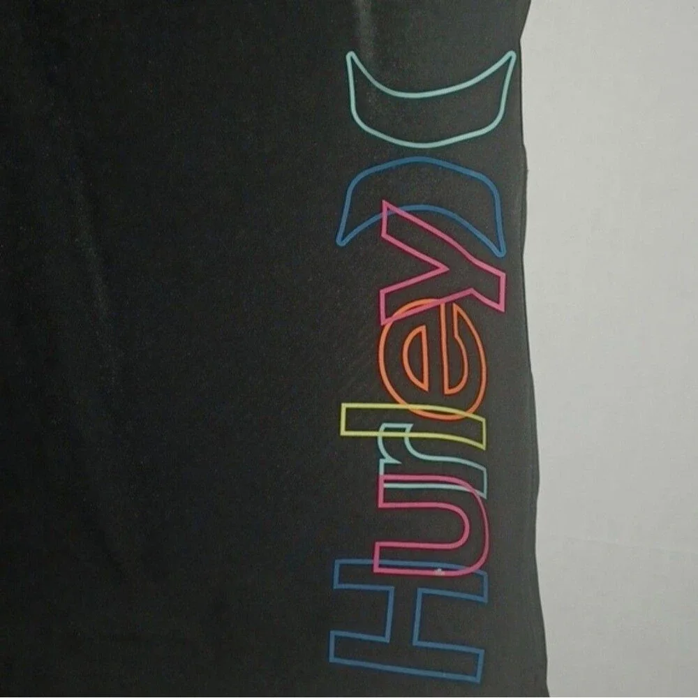 Hurley Crossover Volley Swim Trunks Sz Large Black Rainbow Logo